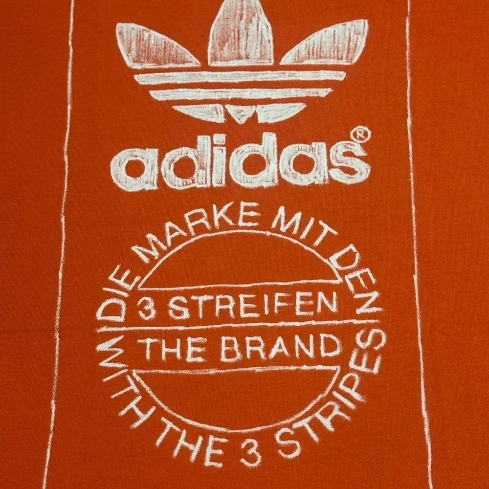 ADIDAS ORANGE LOGO T-SHIRT Hand Drawn Graphic ADIDAS BRAND Medium